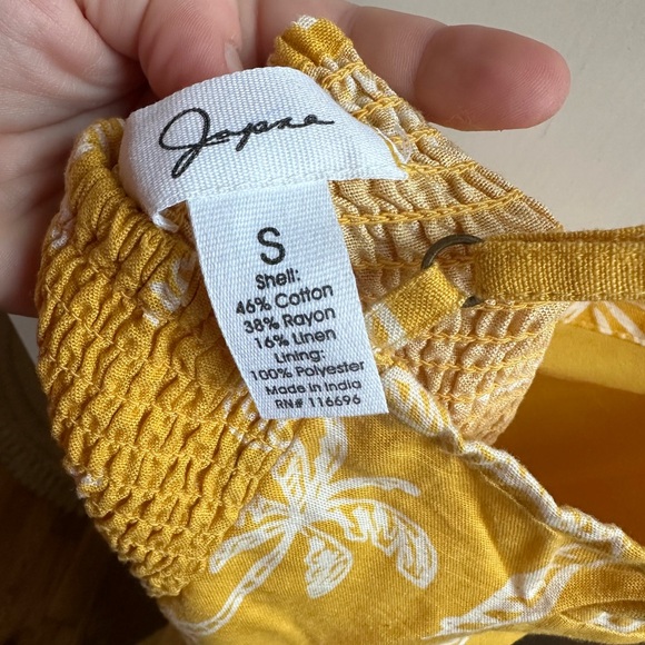 NWOT Yellow Linen Cotton Blend adjustable strap dress with smocked back. - Picture 7 of 8